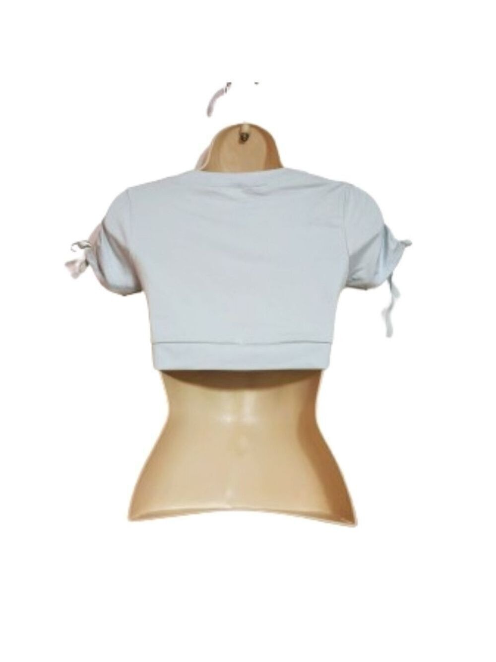 Briavia Light Green Shirred Sleeve Cropped Top Medium - Picture 4 of 8